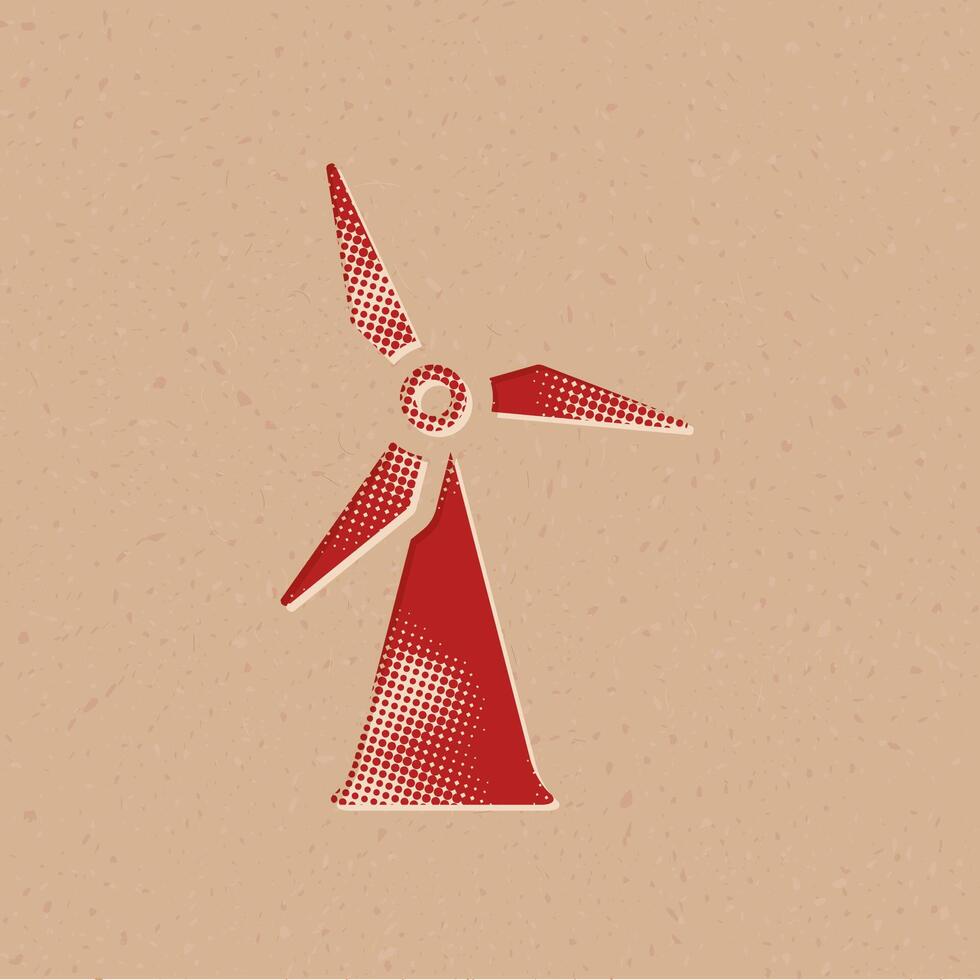 viento turbina trama de semitonos estilo icono con grunge antecedentes vector ilustración