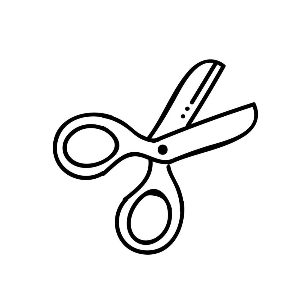 Scissor icon. Hand drawn vector illustration. Editable line stroke