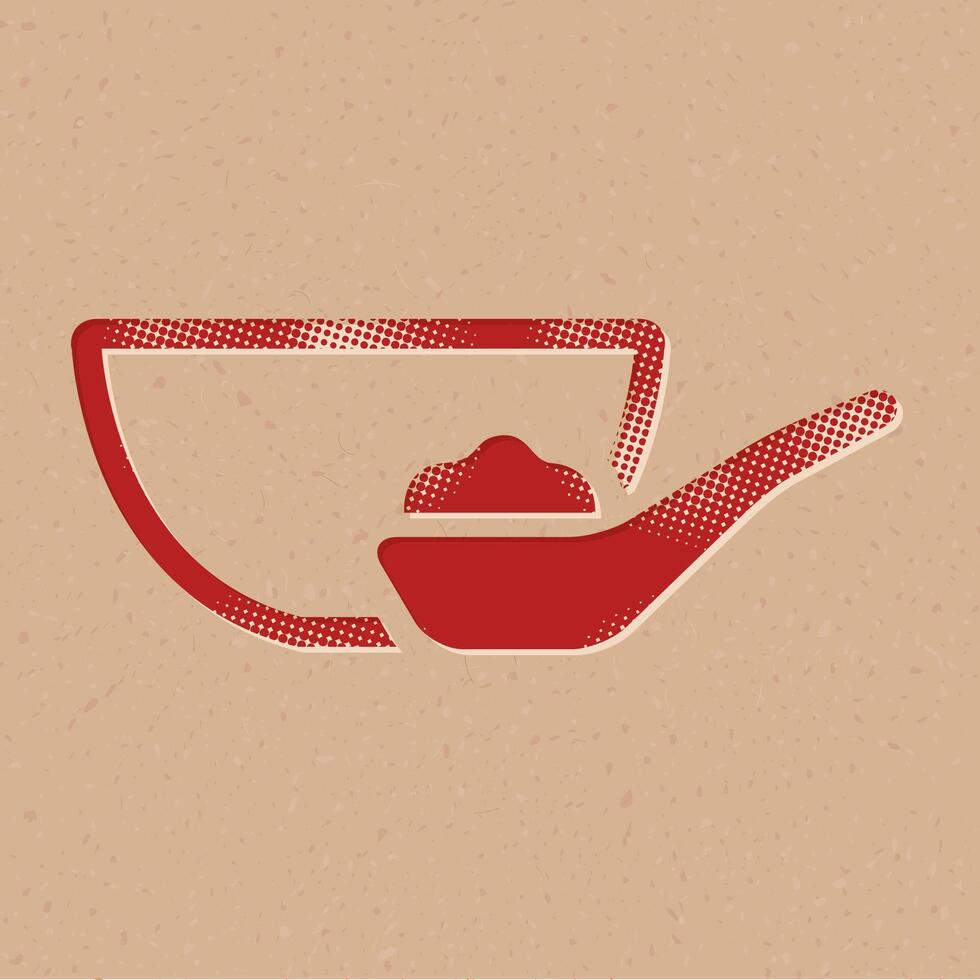 Porridge bowl halftone style icon with grunge background vector illustration