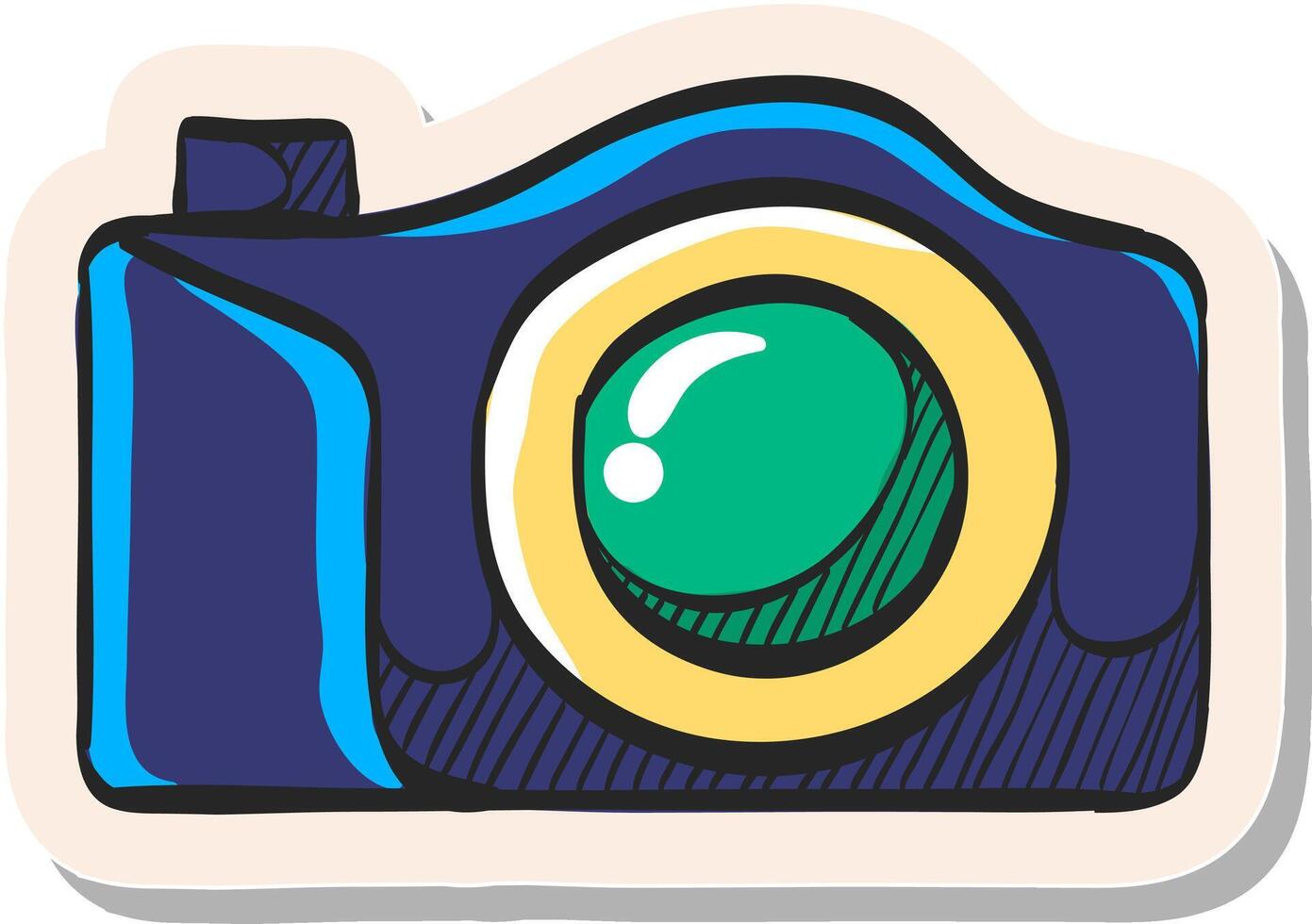 Hand drawn Camera icon in sticker style vector illustration