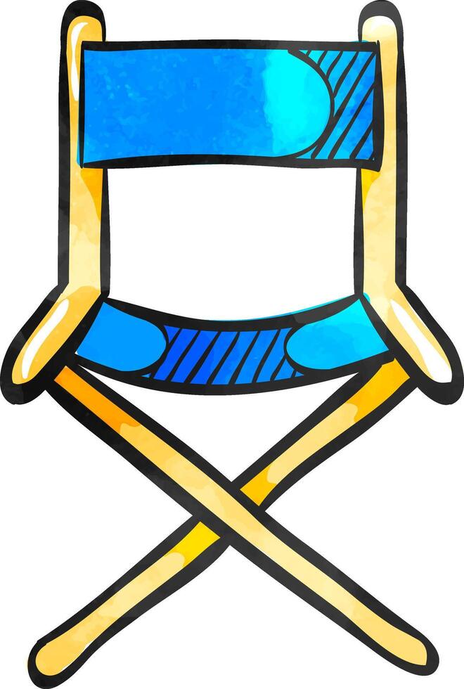 Movie director chair icon in color drawing. Industry entertainment Hollywood cinema vector