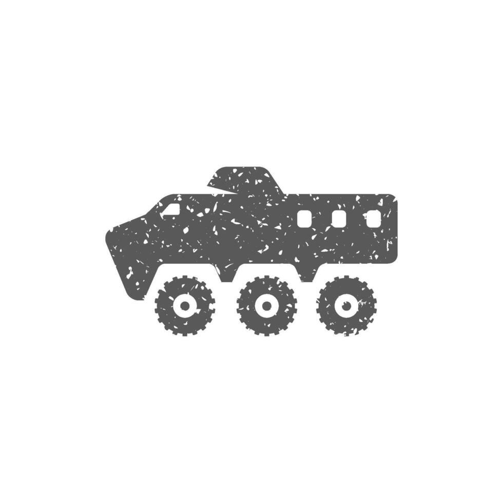 Armored vehicle icon in grunge texture vector illustration