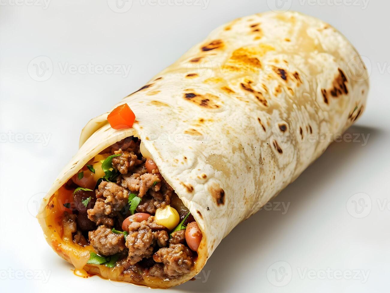 AI generated Burrito isolated on a white background. High quality. AI Generative photo