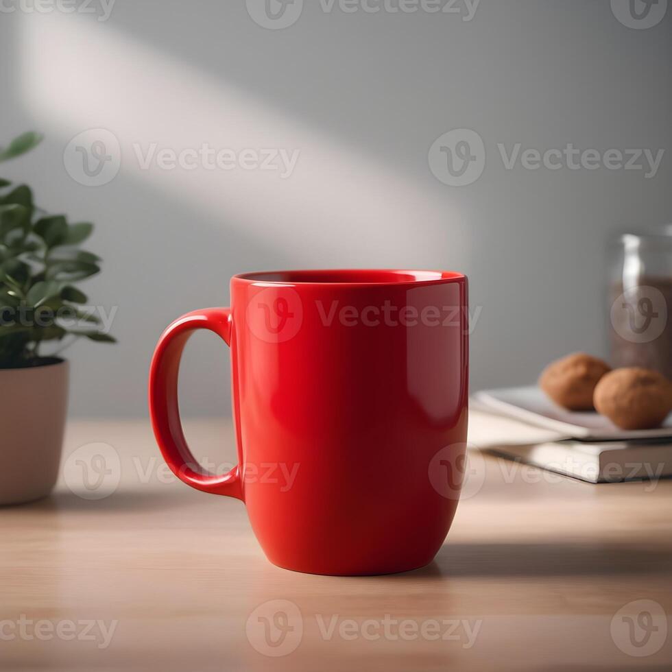 AI generated red coffee and tea mug photo