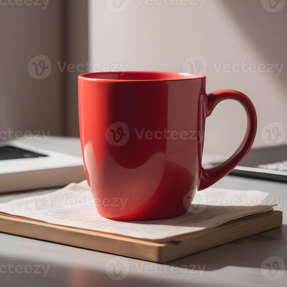 AI generated red coffee and tea mug photo