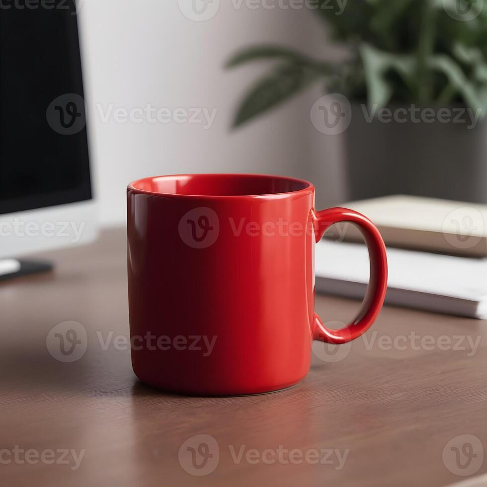 AI generated red coffee and tea mug photo