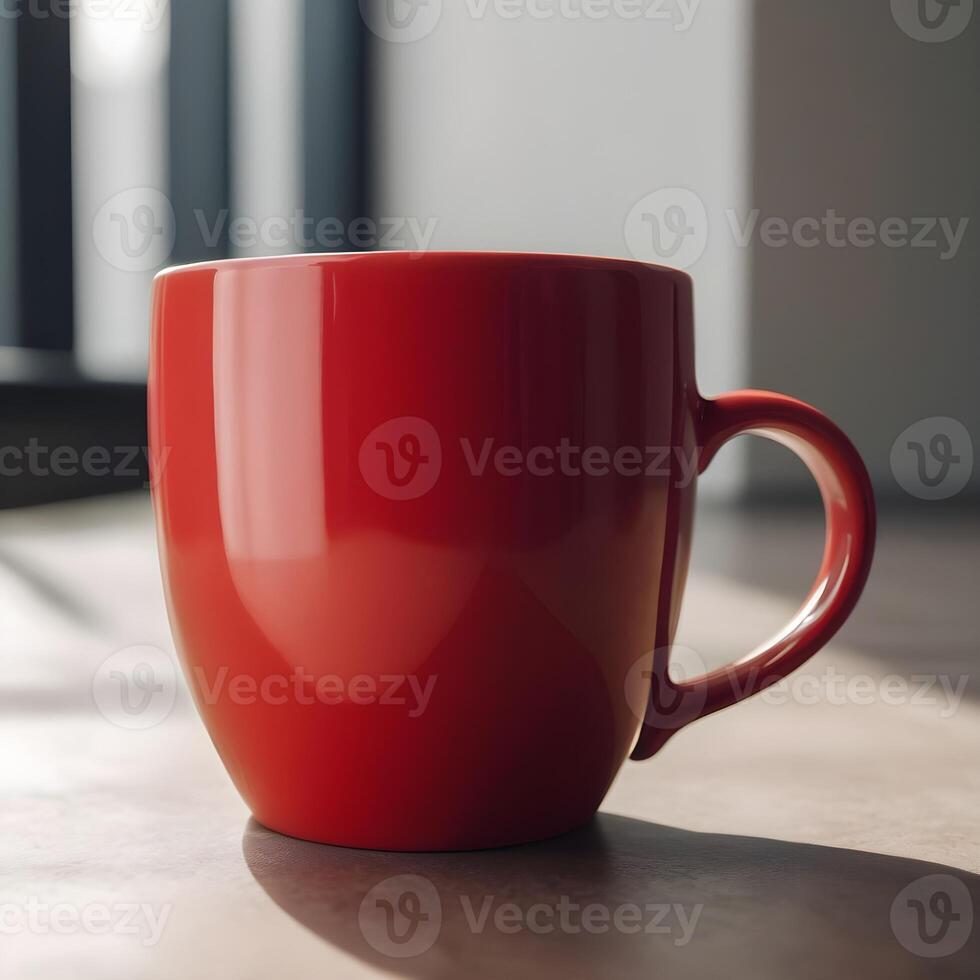 AI generated red coffee and tea mug photo