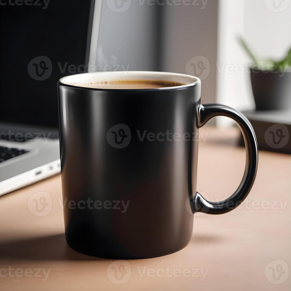 AI generated black coffee mug photo