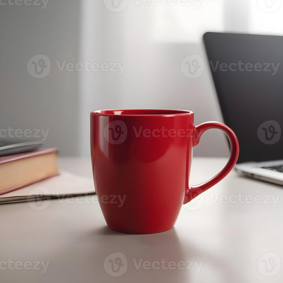 AI generated red coffee and tea mug photo