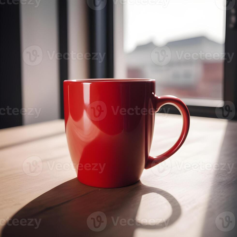 AI generated red coffee and tea mug photo