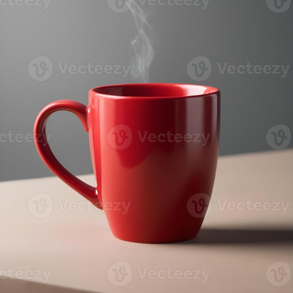 AI generated red coffee mug photo