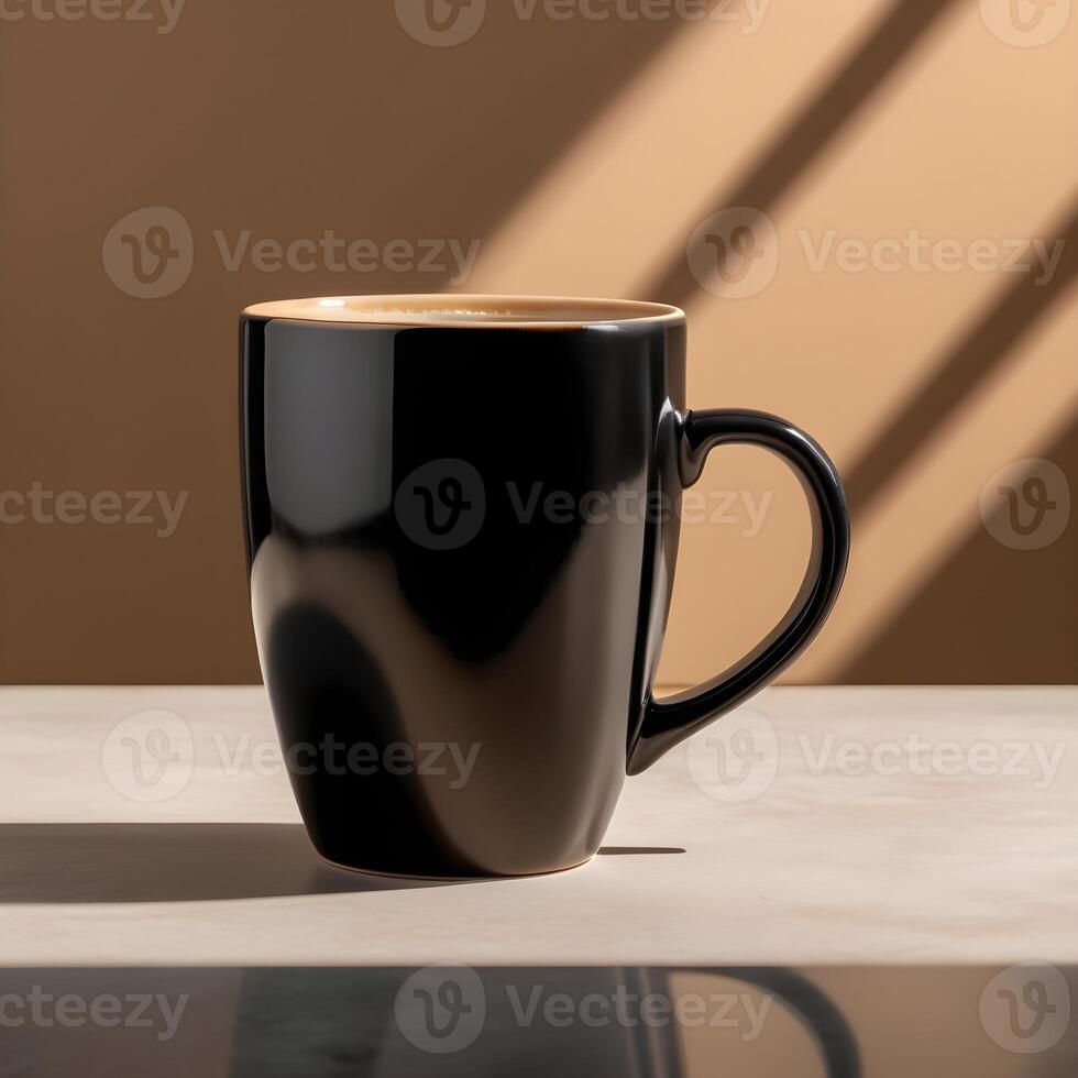 AI generated black coffee mug photo