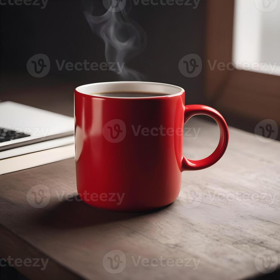 AI generated red coffee and tea mug photo