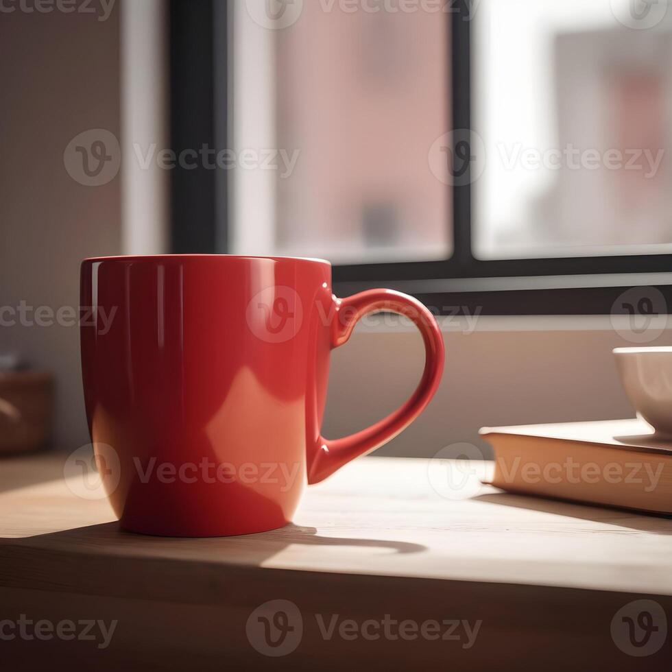 AI generated red coffee and tea mug photo