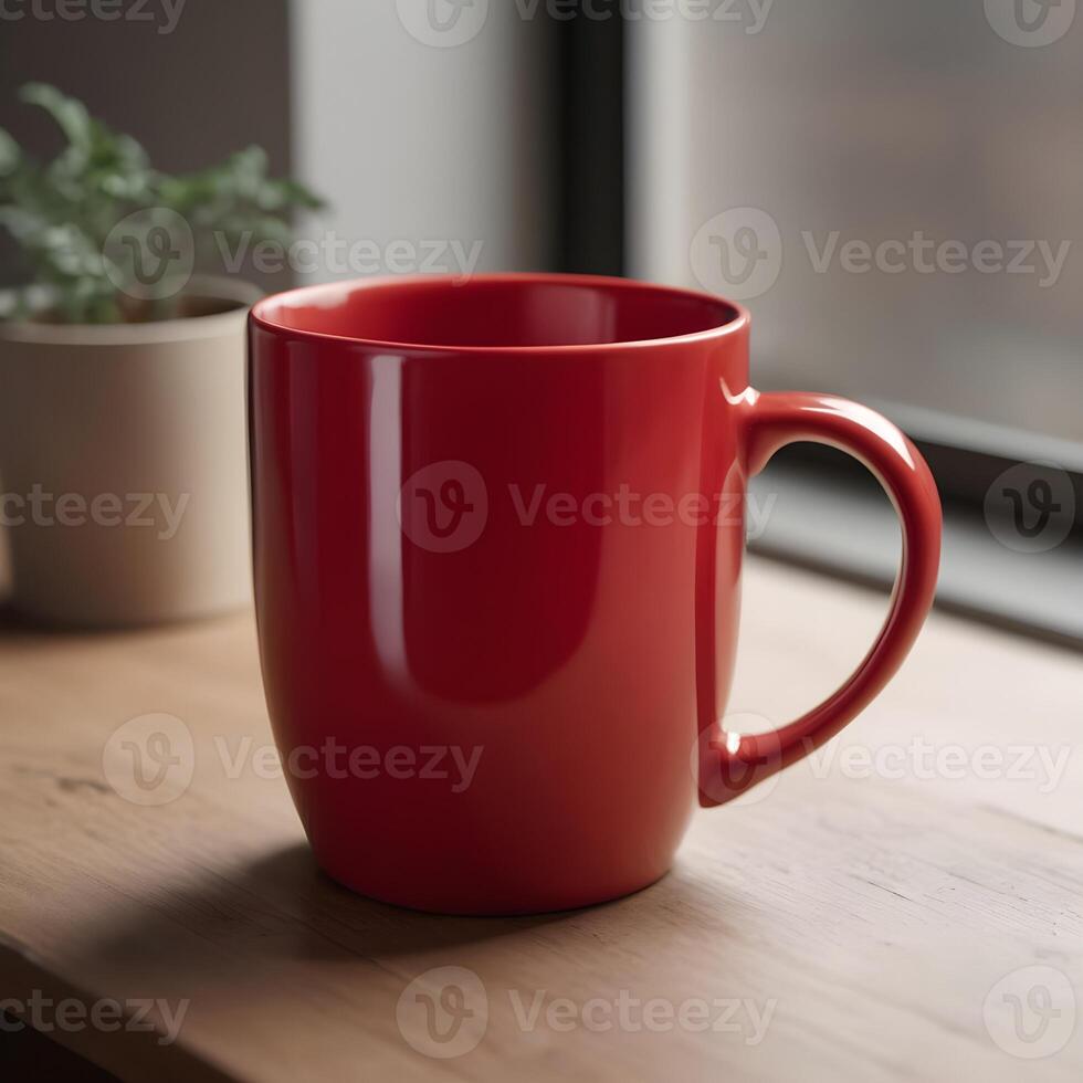 AI generated red coffee and tea mug photo