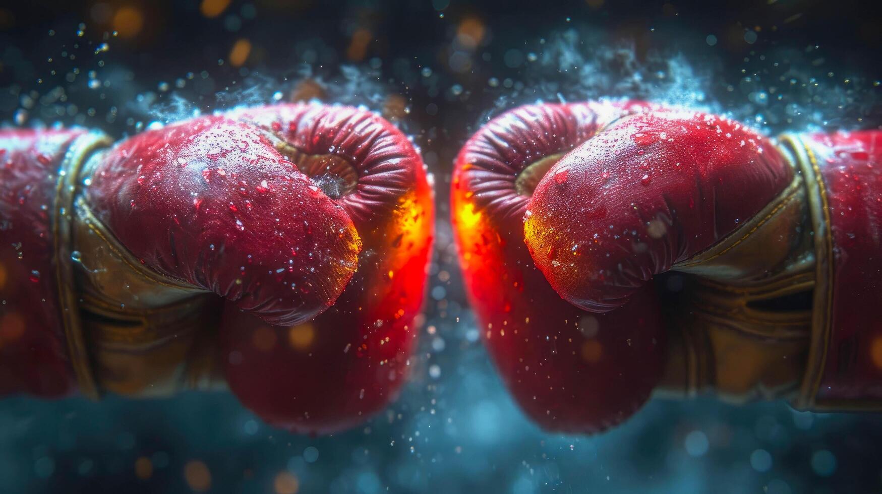 AI generated Boxing gloves and splash of water on a dark background. Close-up photo