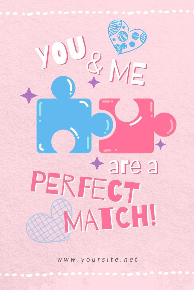 Perfect Match Couple Graphic for Social Media template