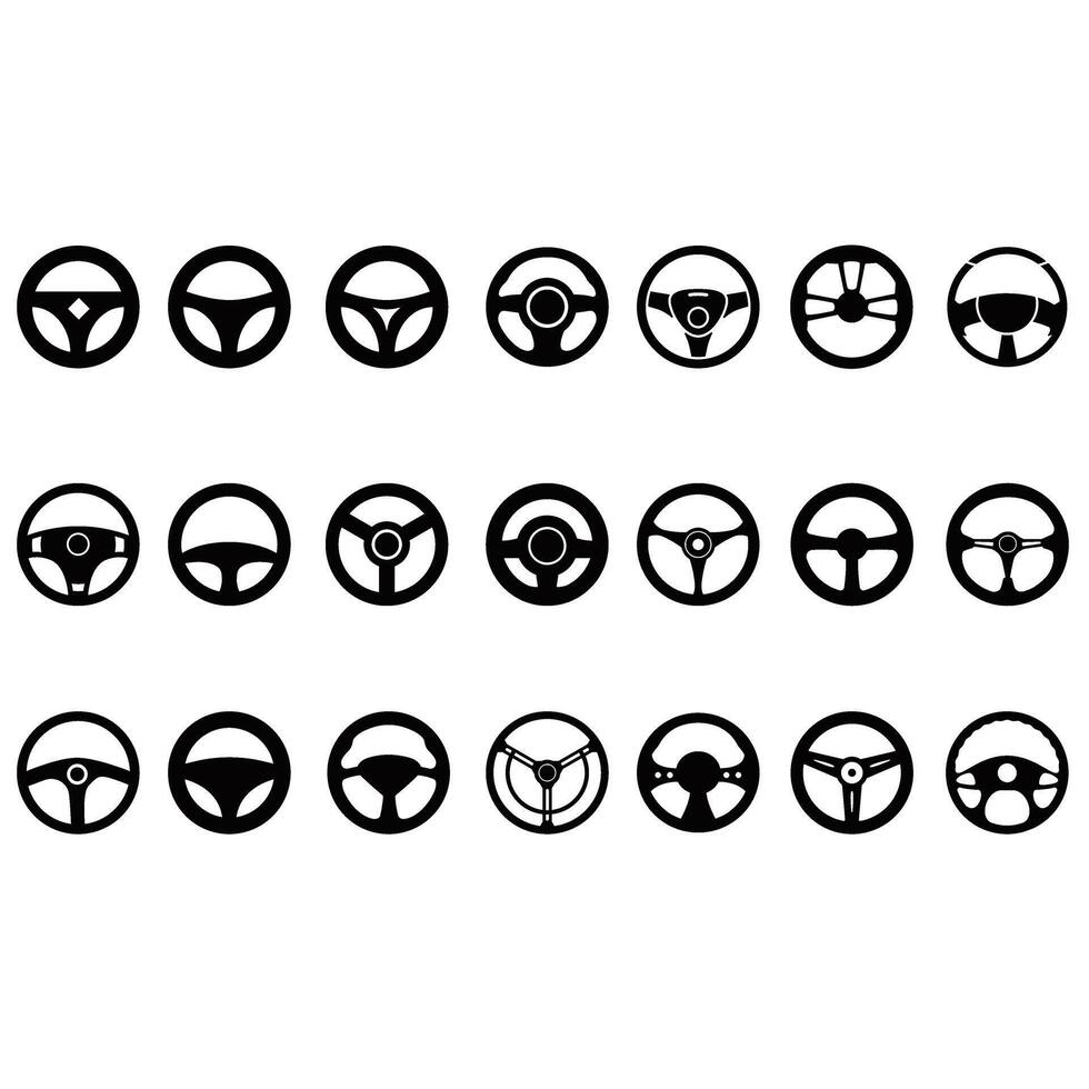 Steering wheel icon vector set. Machine control illustration sign collection. Steer symbol or logo.