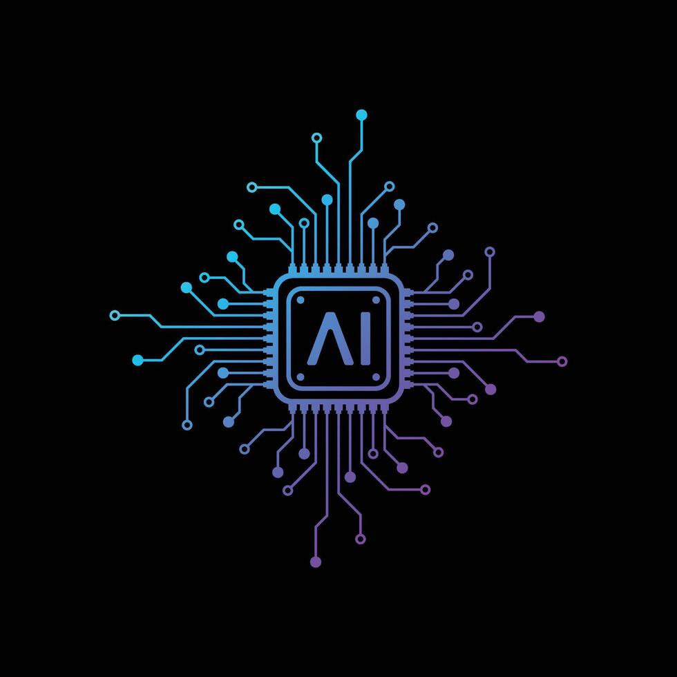 Artificial intelligence circuit line style. Machine learning design. Smart network digital technology. AI. Vector illustration