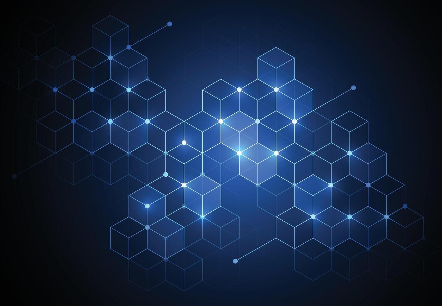 Abstract hexagonal molecular design. Blockchain structures in technology background and science style. Medical design. Vector illustration