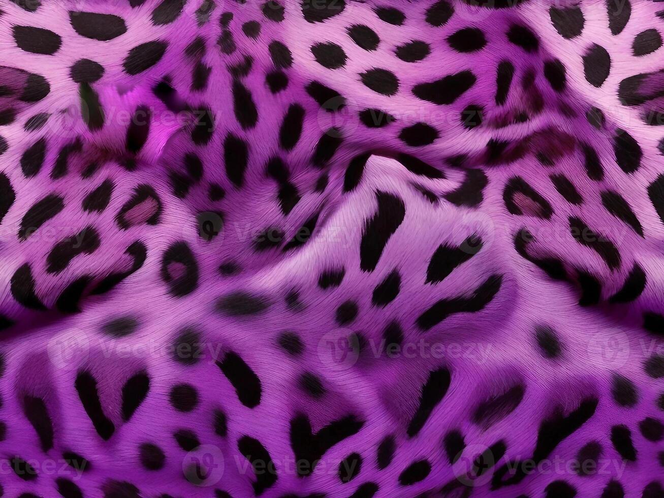 AI generated Leopard print in purple with black spots. Wavy texture, looks like plush material. photo