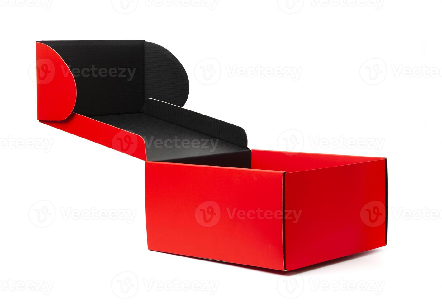 Red cardboard gift box isolated on white background photo