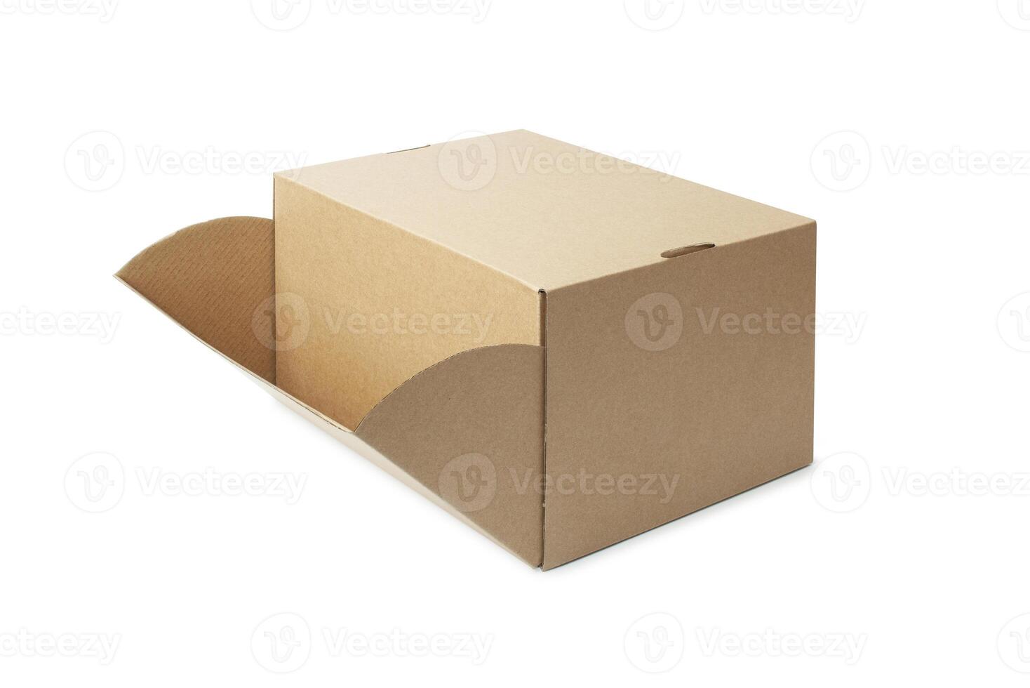 close up of a cardboard box on white background photo