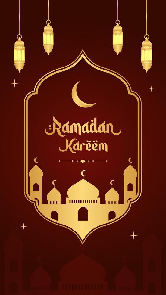 Ramadan Design template posters, creative Ramadan artwork for social media, Ramadan Kareem, Red Gold Background vector