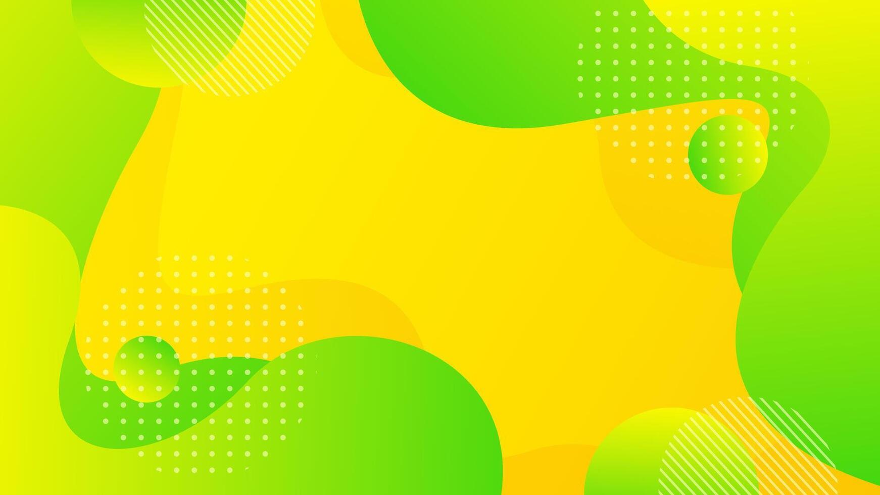 Orange-yellow gradient background design with gradient green liquid wave shapes. Bright abstract wallpaper. Suitable for banners, templates, sales, events, ads, pages, web, and others vector