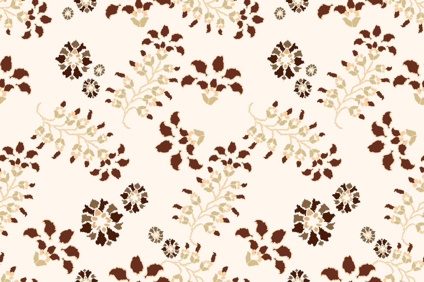 Ikat floral paisley embroidery on white background.Ikat ethnic oriental seamless pattern traditional.Aztec style abstract vector illustration.design for texture,fabric,clothing,wrapping,decoration.