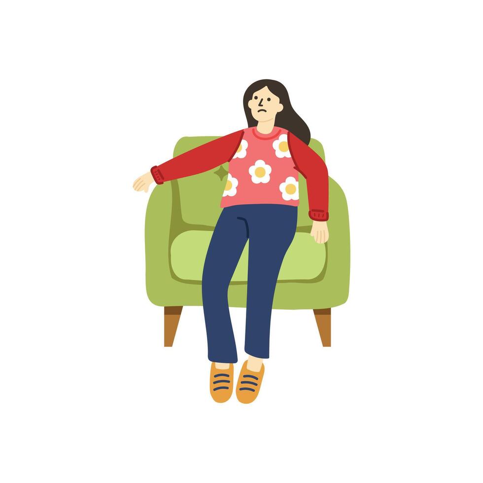 illustration of people tried and relaxing on chair vector