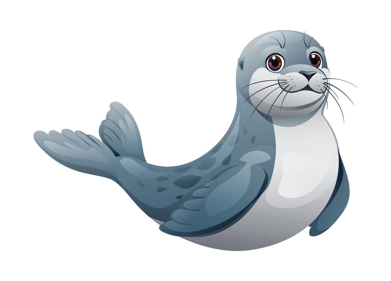 Cute seal swimming. Vector cartoon illustration isolated on white background