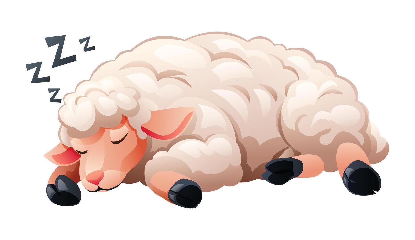 Cartoon lamb sleeping. Vector illustration isolated on white background