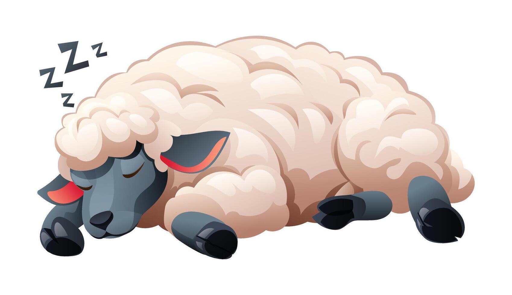 Cartoon sheep sleeping. Vector illustration isolated on white background