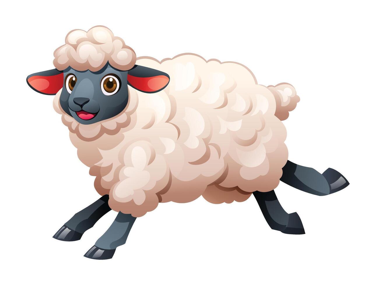 Cartoon sheep running. Vector illustration isolated on white background