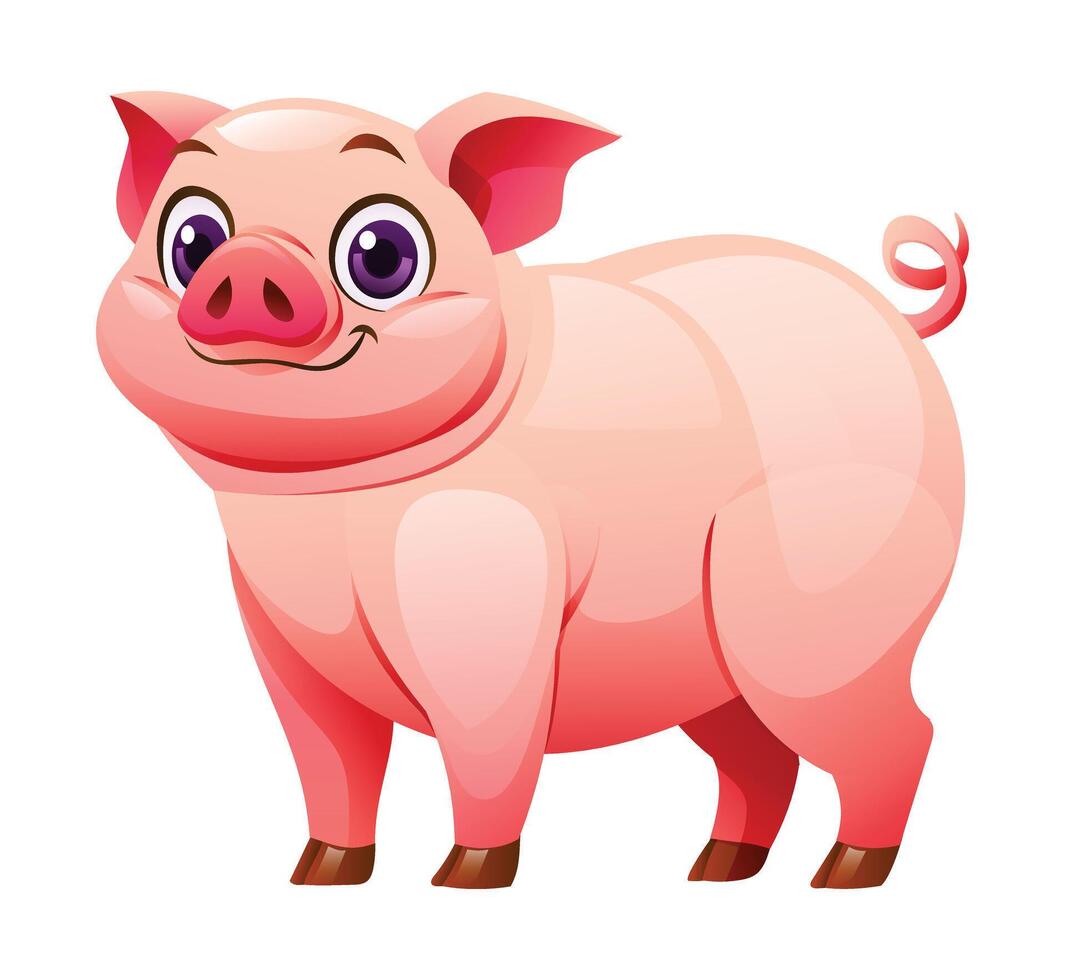 Pig cartoon illustration isolated on white background vector