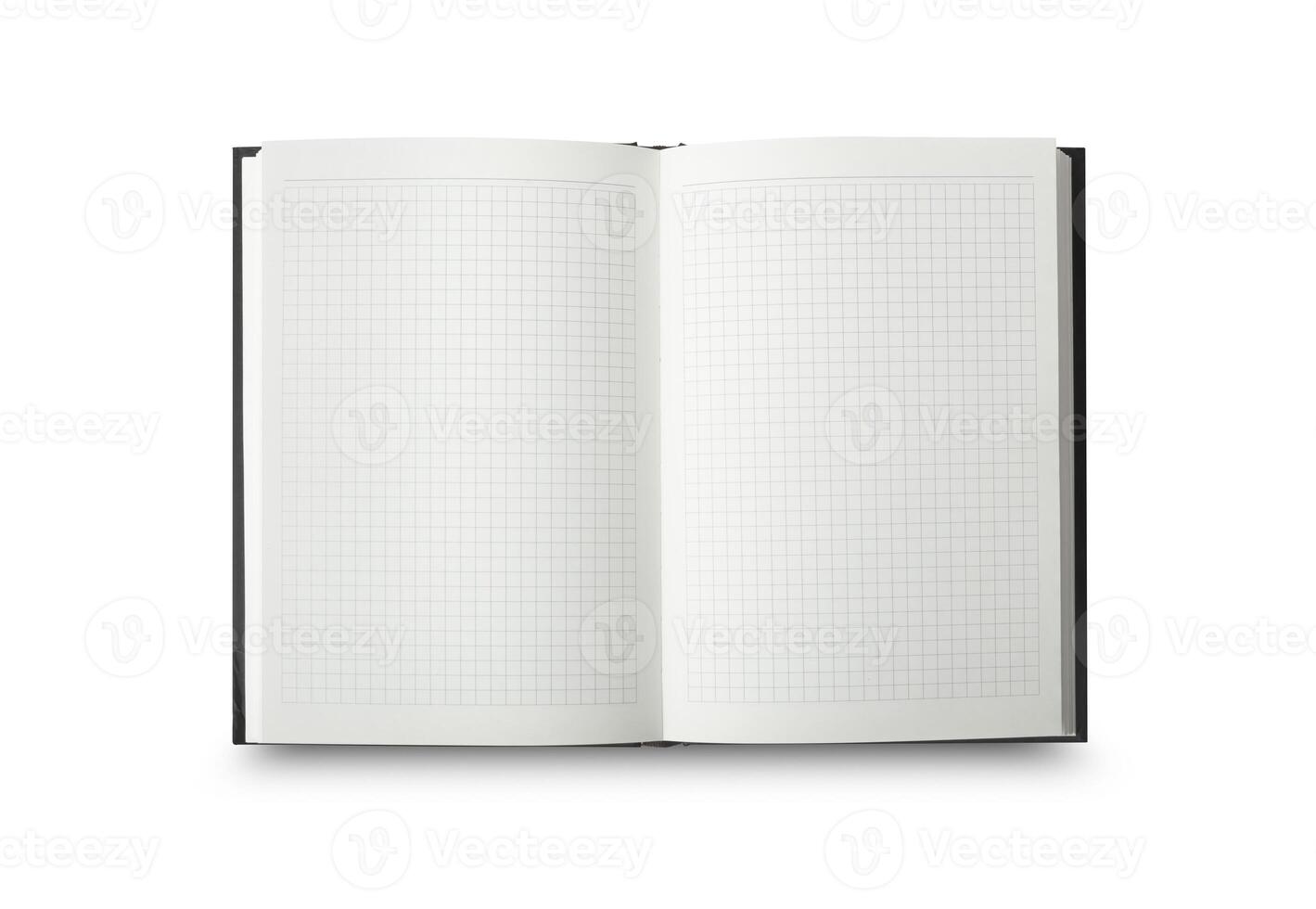 Empty Opened Notebook closeup on white background. photo