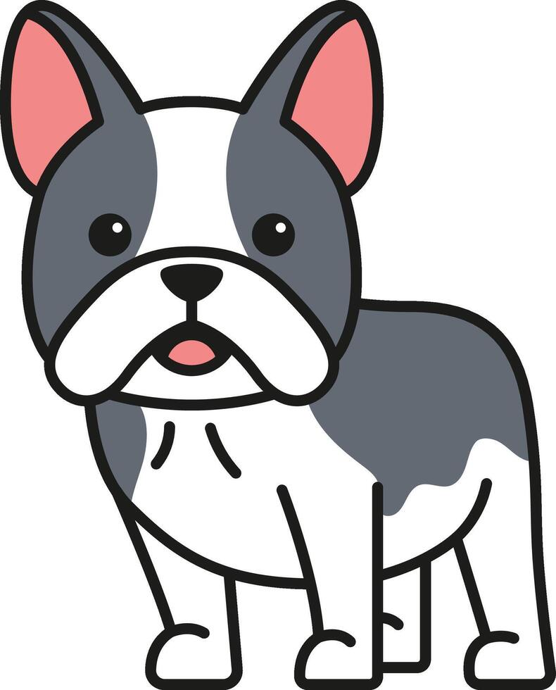 French bulldog icon in flat style. Vector illustration on white background.