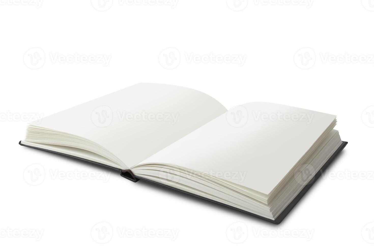 Empty Opened Notebook closeup on white background. photo