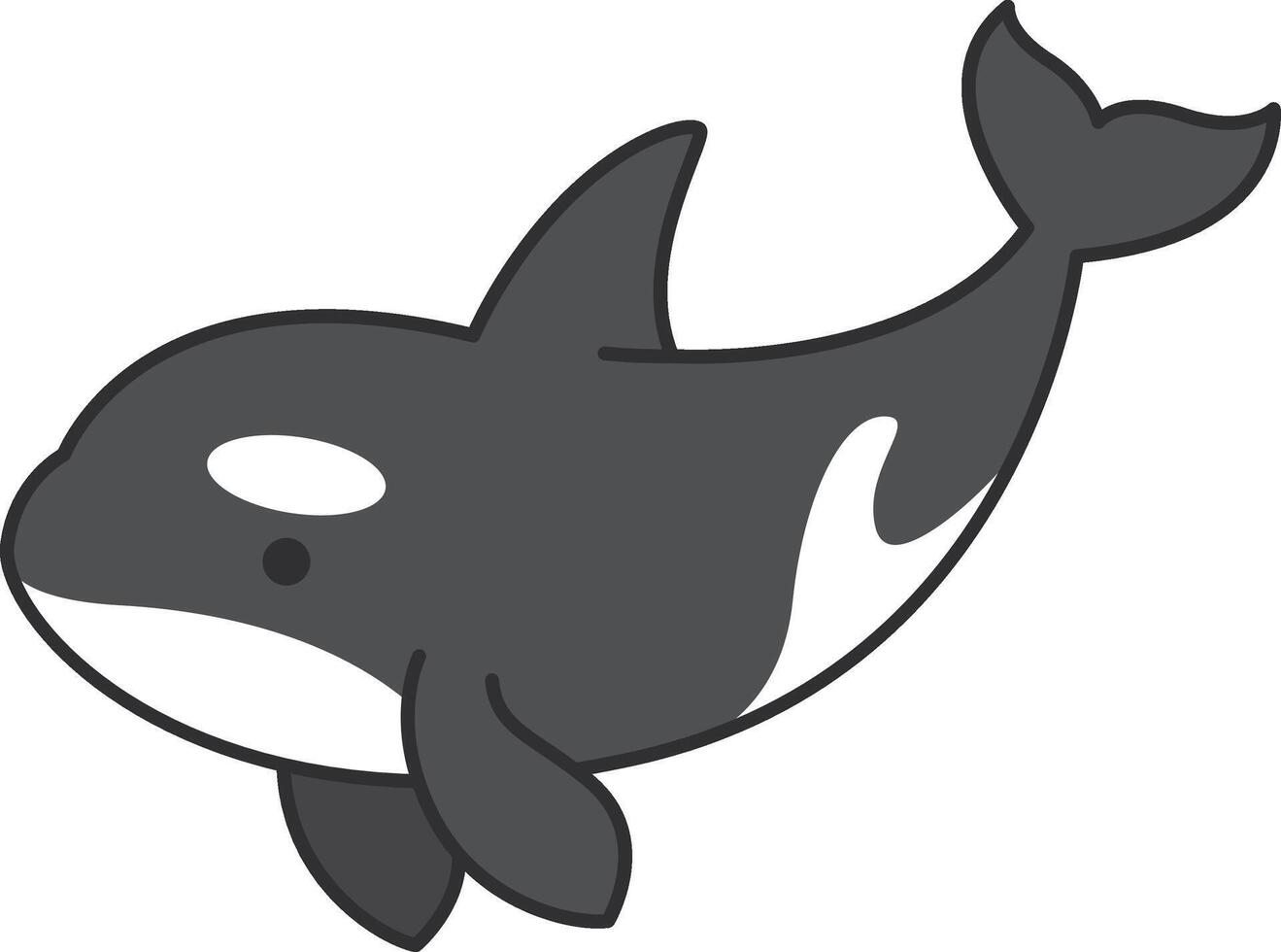 Killer whale icon in flat color style. Killer whale marine mammal vector