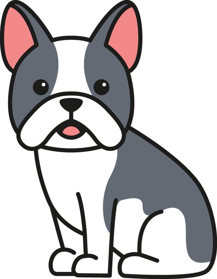 French bulldog icon in flat style. Vector illustration on white background.