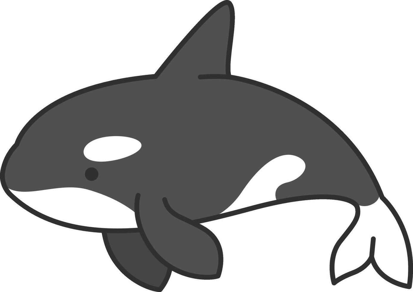 Killer whale icon in flat color style. Cute cartoon killer whale vector