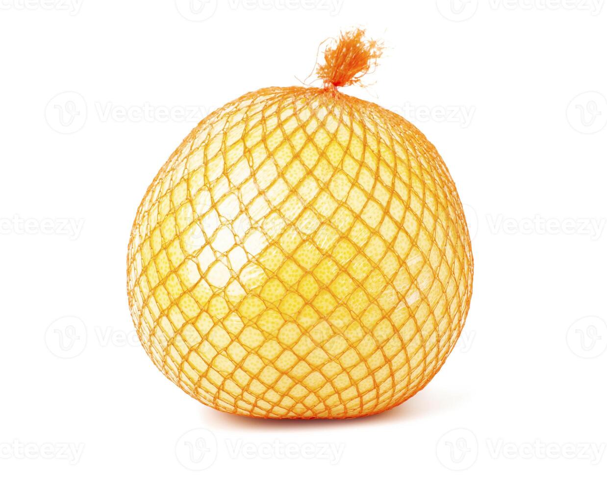Pomelo citrus fruit in a shipping orange package photo