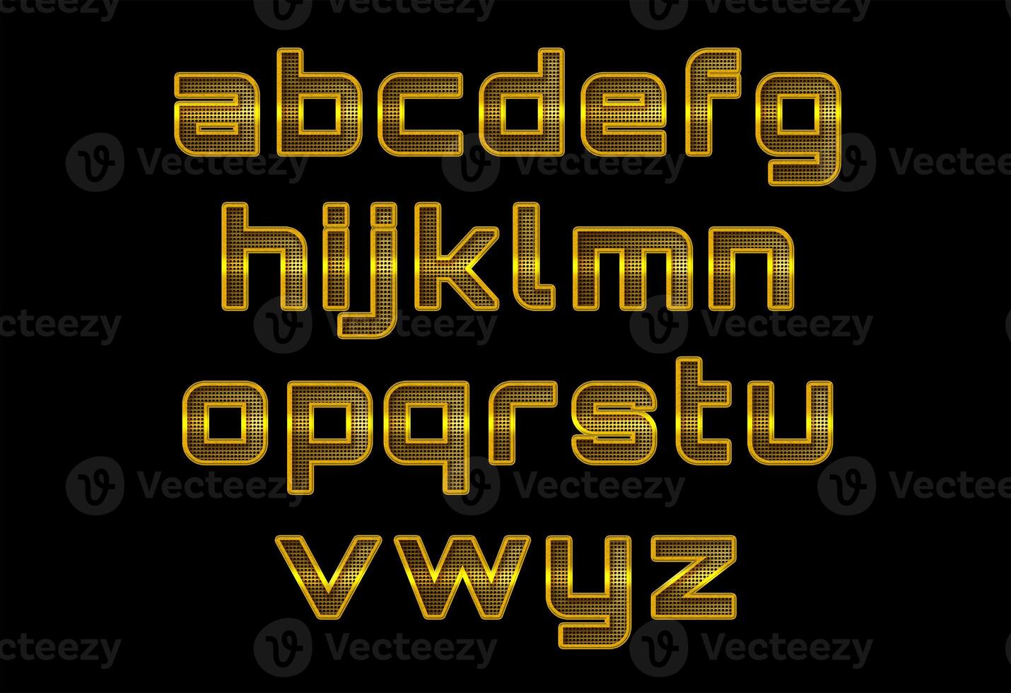 Perforated golden metal alphabet set photo
