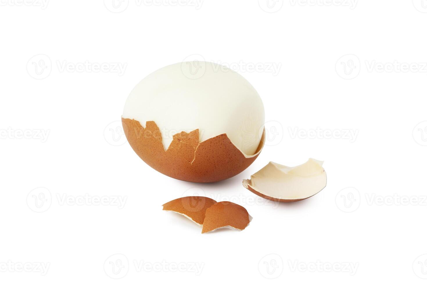 Peeled boiled egg isolated on white background photo