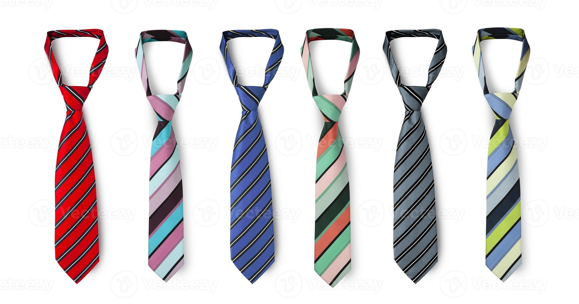 Strapped neckties in different colors, men's striped ties photo