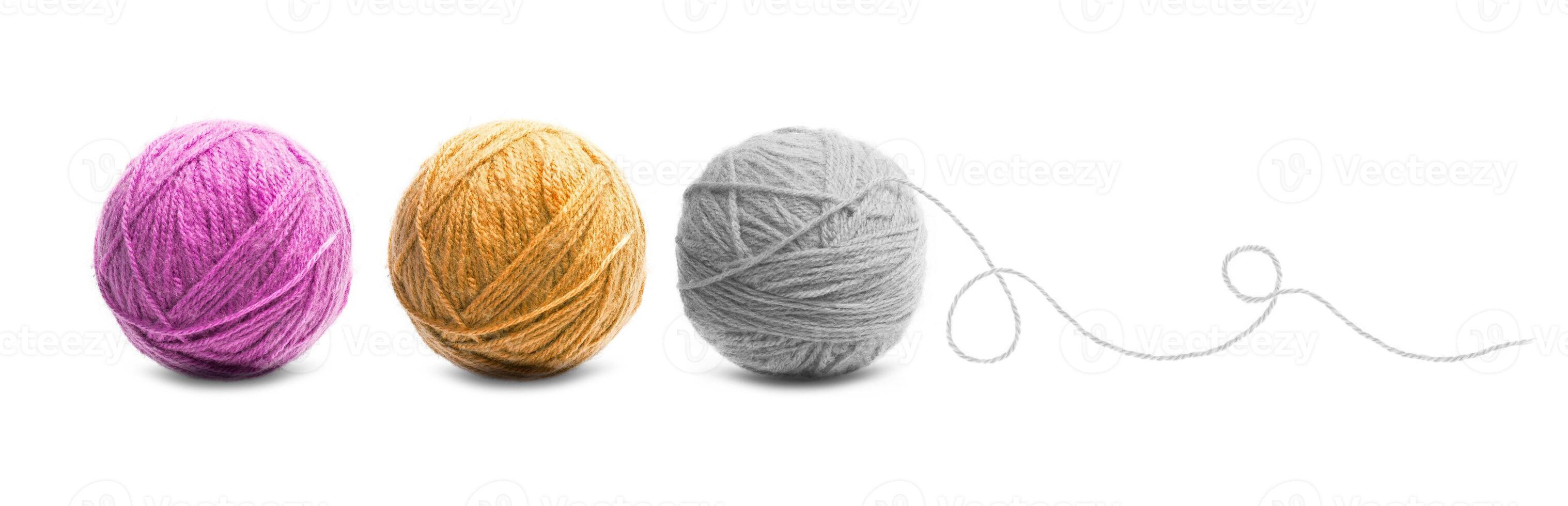 Threads of wool yarn balls photo