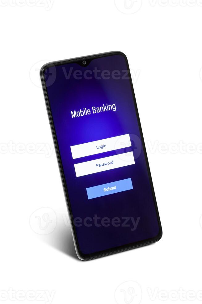 Smartphone with the application for used personal username and password for account mobile banking photo