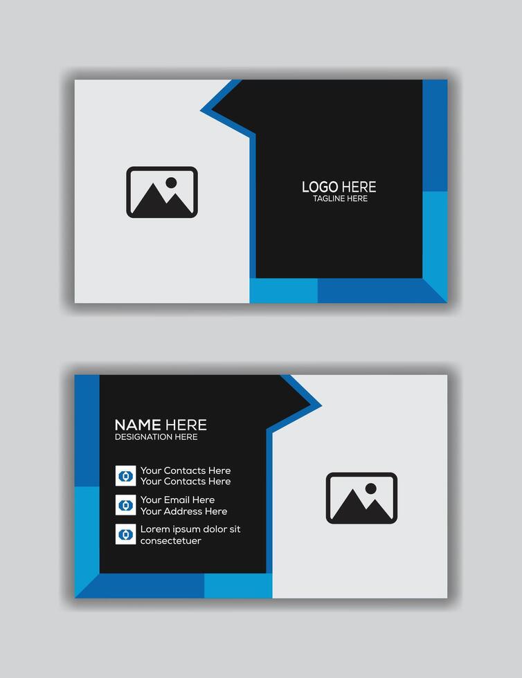 corporativo estilo negocio tarjeta diseño azul y negro color con utilizar ninguna imagen, negocio tarjeta plantillas vector