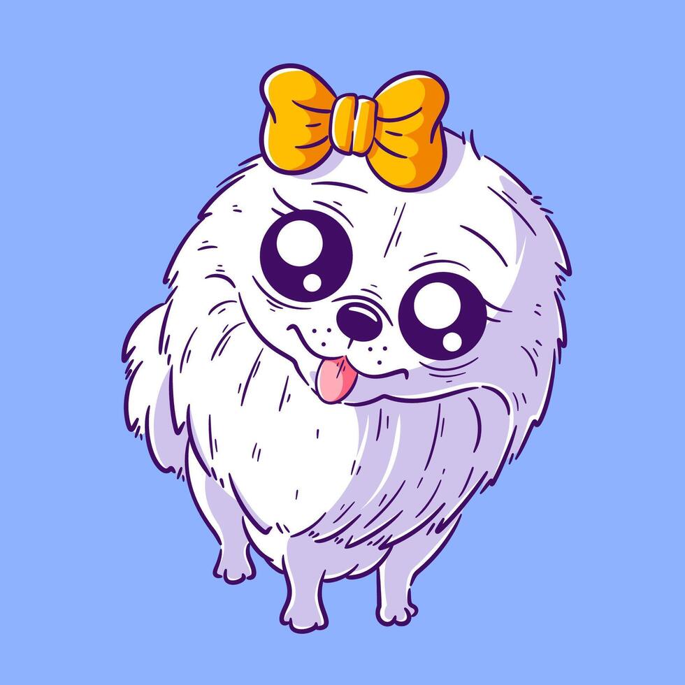 linda shih tzu perro perrito sentado dibujos animados vector